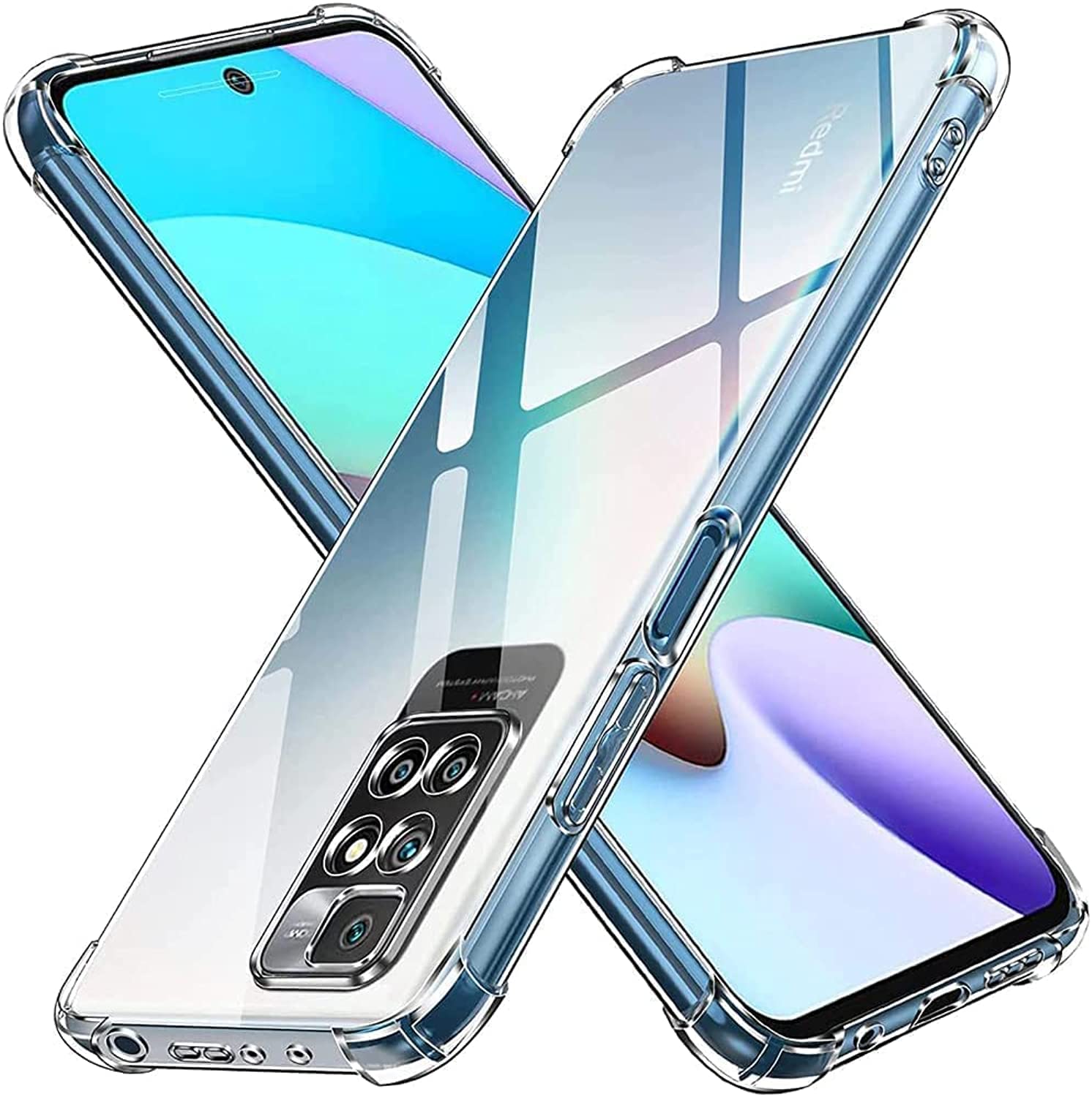 Zubitech Case Compatible for Xiaomi Redmi 10 / Redmi 10 Prime Clear Transparent Case Soft Flexible Silicone Back Cover Shockproof Case with Reinforced Bumper Corner for Xiaomi Redmi 10