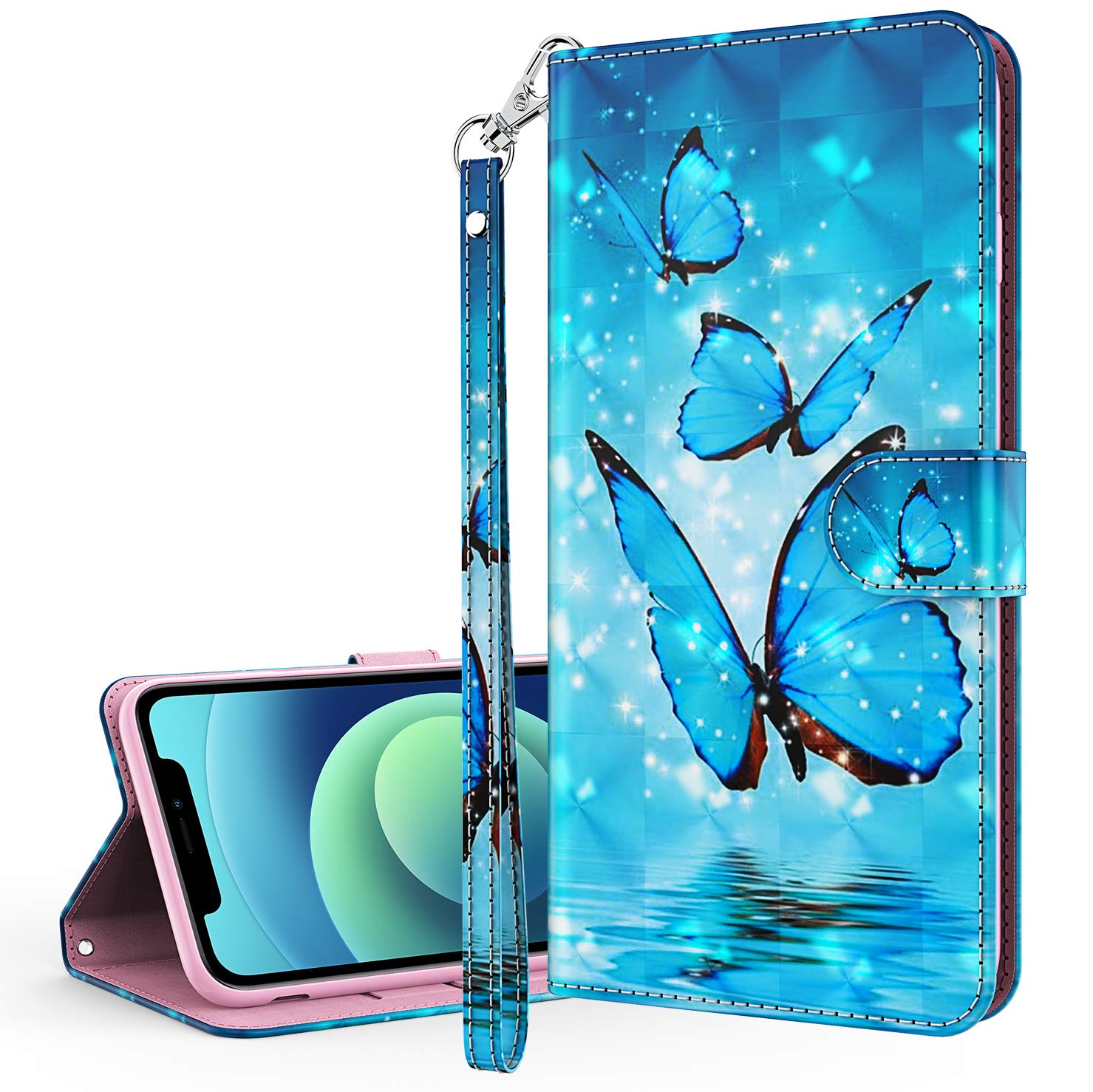Samsung Galaxy A81 Wallet Phone Case,Samsung Galaxy Note 10 Lite Case,SZYZ 3D Painting Leather Flip Stand Case with Card Slots Holder Cover for Samsung Galaxy A81/Note 10 Lite,3 Butterflies Painting