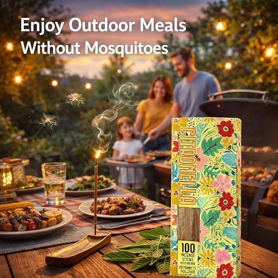 500 x Citronella Incense Sticks With Holder Large Insect Mosquito & Bugs Repellent Sticks,Use for Home Office and Burner Outdoor Living Range Garden Patio Camping and More By VR Angel