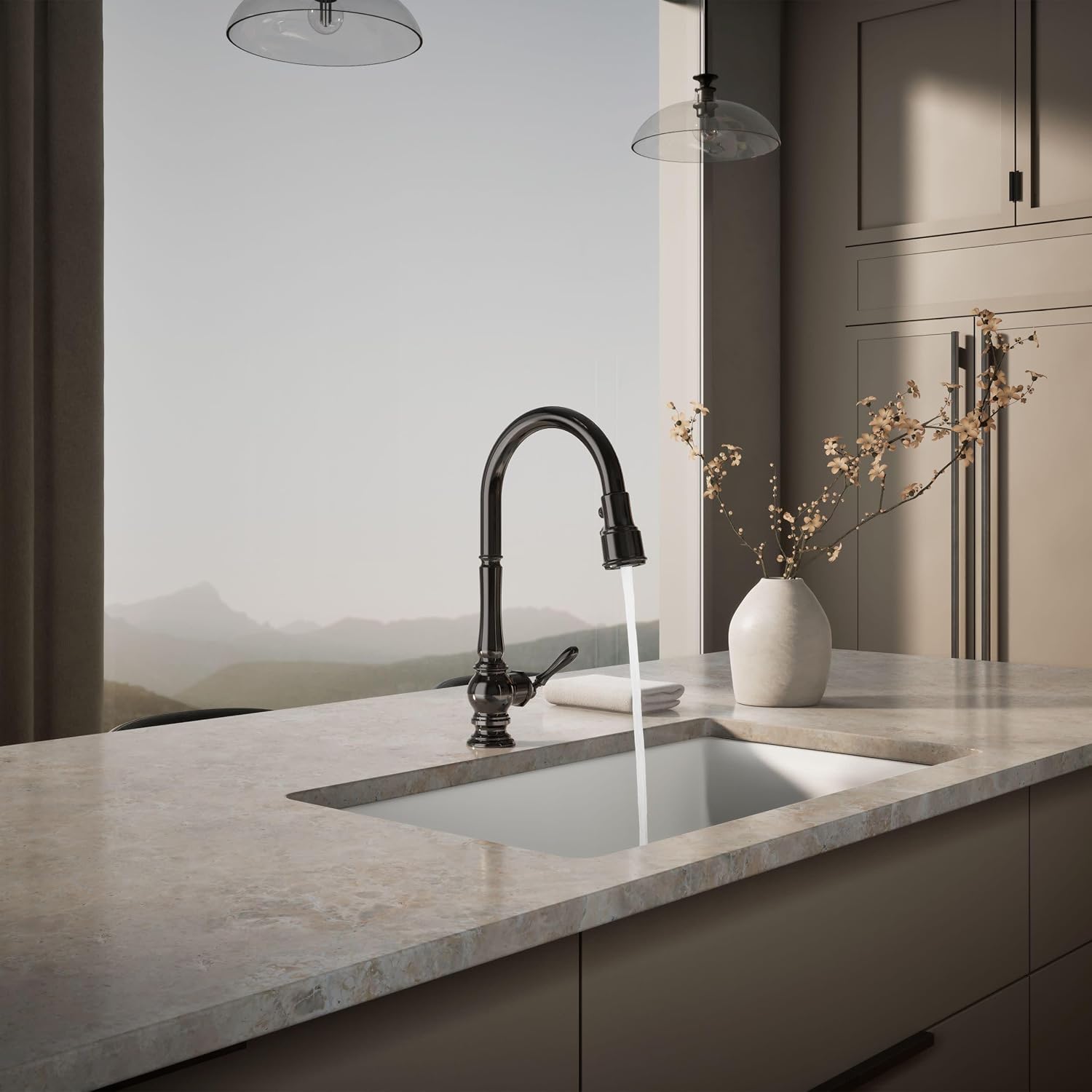 Artifacts Pull-Down Kitchen Sink Faucet With Three-Function Sprayhead