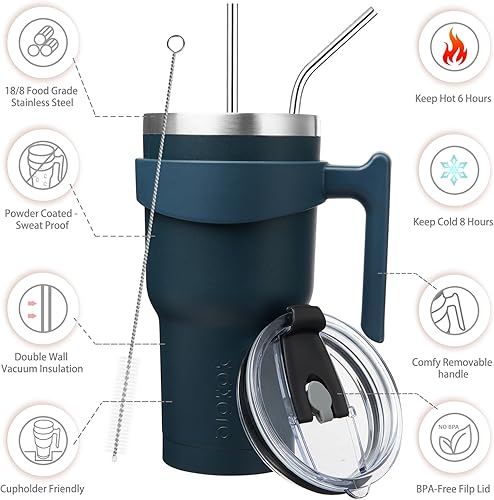 Miniatura 276 de BJPKPK 30 oz Tumbler With Handle And Straw Stainless Steel Insulated Tumbler Cups For Water Or Ice Coffee,Blood Moon