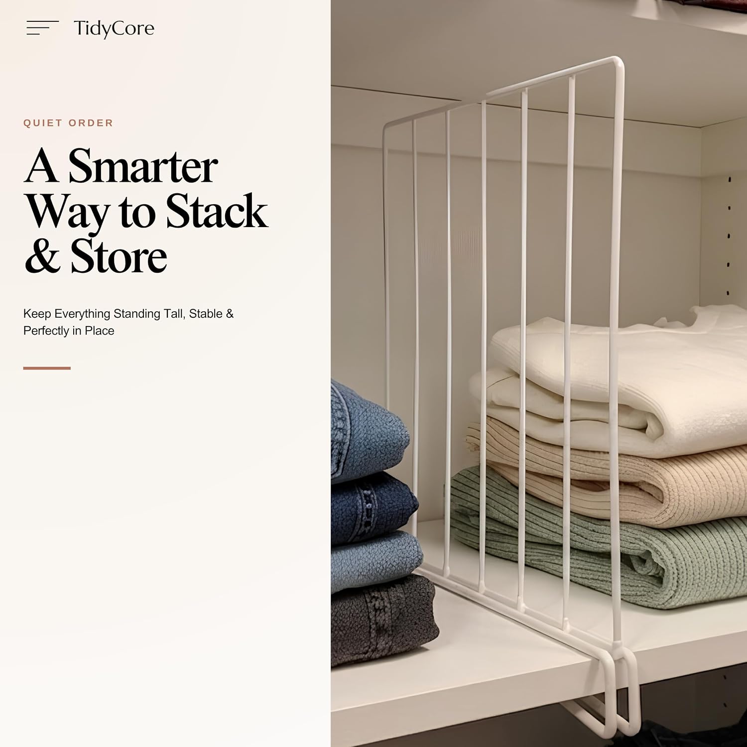 Closet Shelf Dividers, Set of 4 Heavy Duty Iron Shelf Organizer