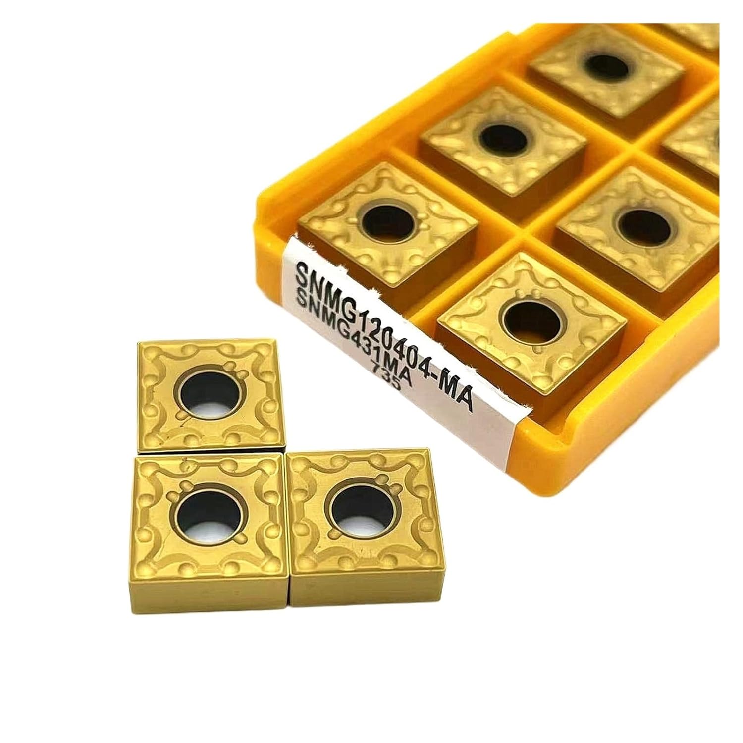 Carbide Turning Inserts 10PCS Carbide SNMG120404 SNMG120408 MA 15TF 6020 735 Metal Cylindrical Turning Lathe Tool Cutting(SNMG120404 6020)