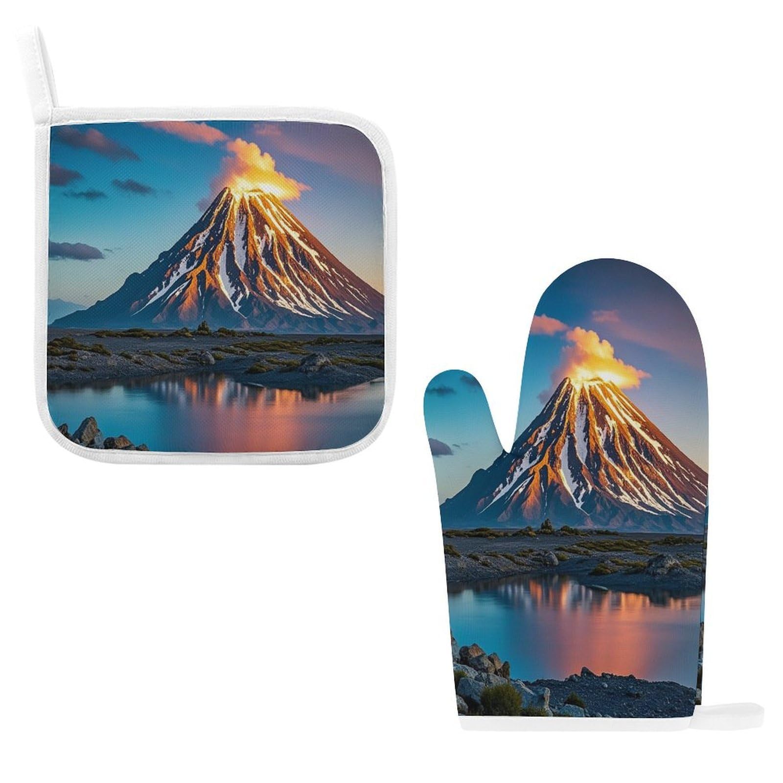 Fodpand Style Depicts A Volcano Oven Mitts And Pot Holders Sets
