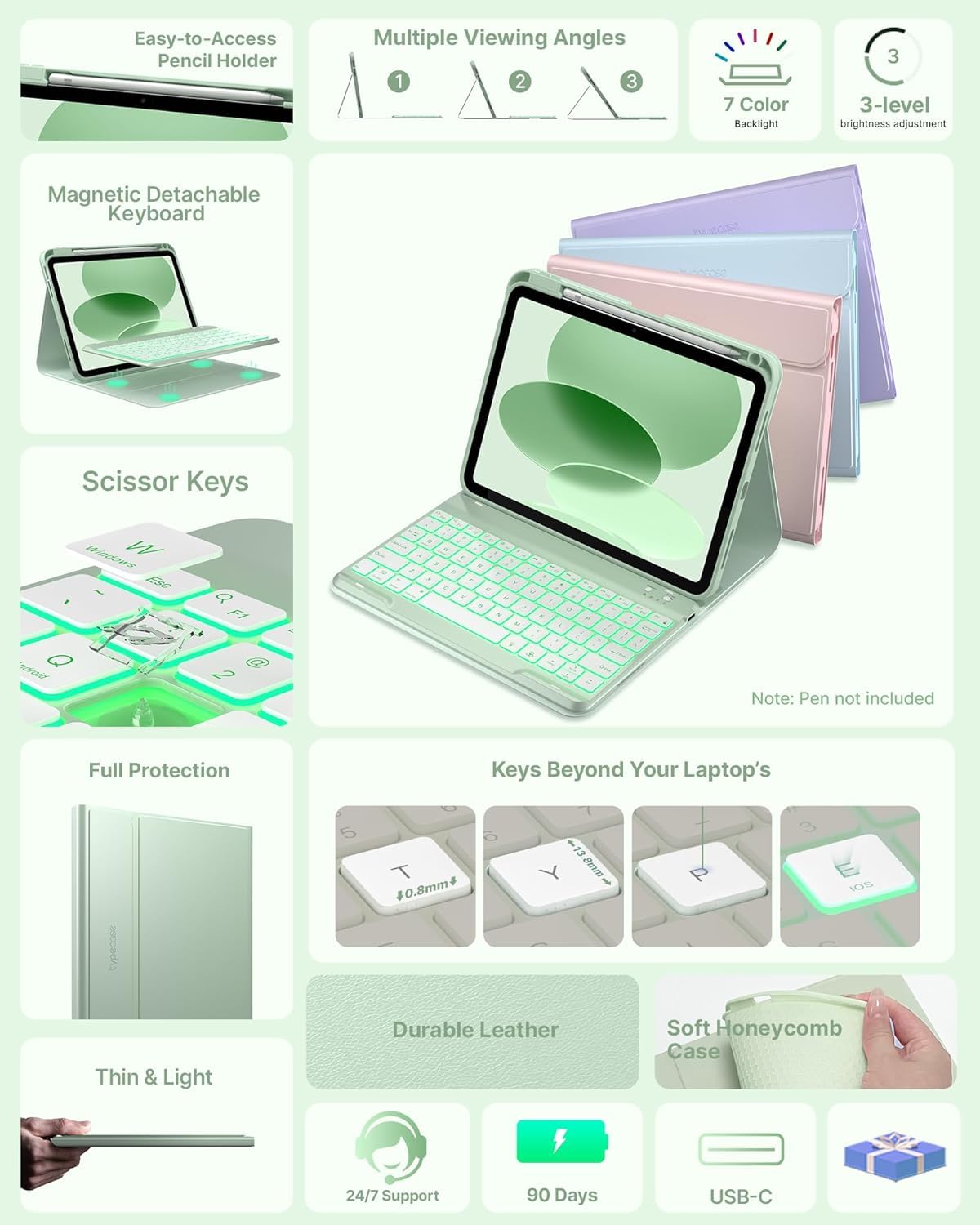 typecase iPad Keyboard Case - Matcha Green -3
