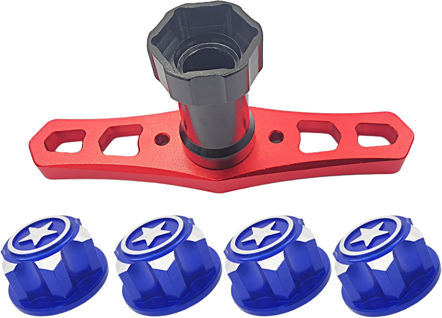 17mm Hex Wheel Nut with Wheel Hex Wrench Tool for 1/8 RC Car(Blue) | Summit,1/8 Monster Trucks,RC Tires,Hex Wrench,Wheel Adapter,Upgrade Parts,Easy Installation,Durable Construction