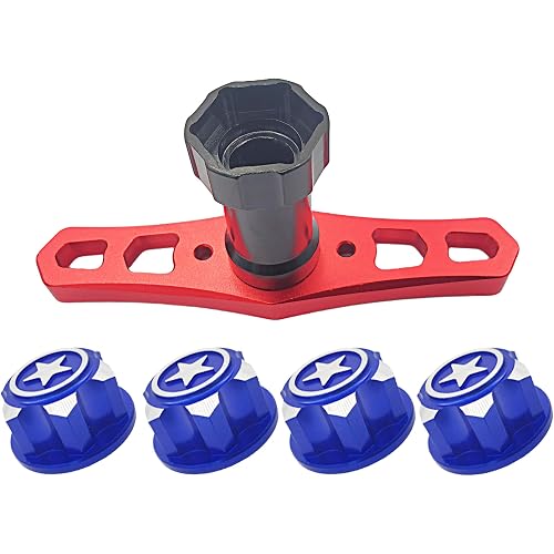 Aluminium Alloy Blue 17mm Hex Wheel Nut with Wheel hex Sleeve Wrench Tool for Traxxas X-Maxx/E-Revo/E-Maxx/Summit Monster Truck RC Vehicle Tires