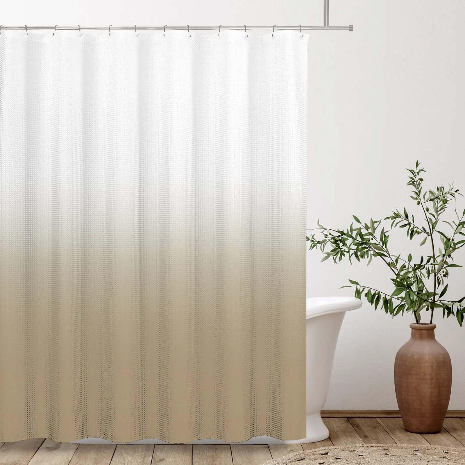 Tenda da doccia da 200 x 260 cm, marrone, ombré, moderna, antimuffa, lavabile, impermeabile, in poliestere, con 12 ganci, per docce e vasche da bagno