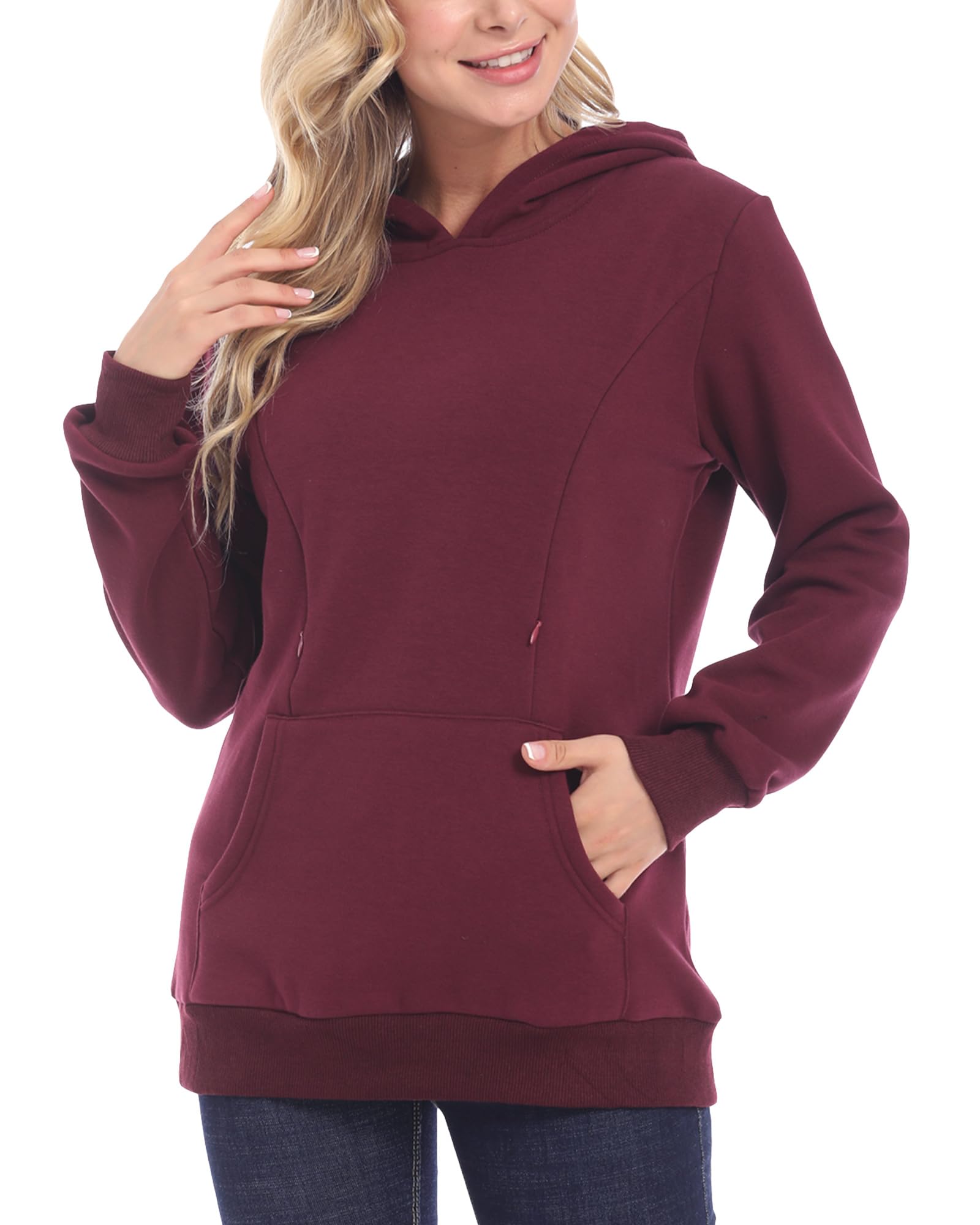 Happy Cherry Sweat Allaitement Femme Enceinte Pull Grossesse à Capuche Haut Automne Hiver