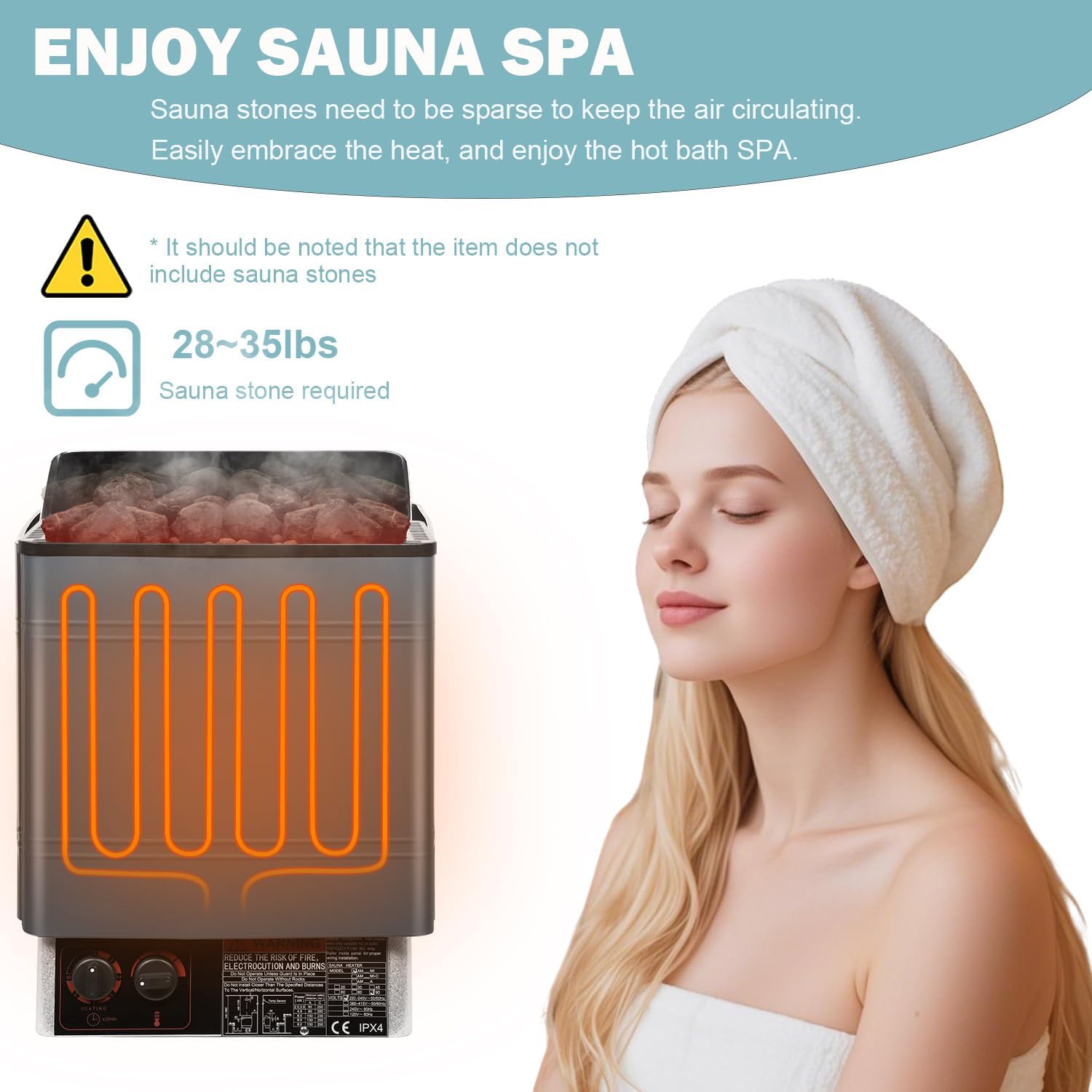 Sauna Heater-Electric Sauna Heaters 220V 6KW，Dry Sauna Heater with Built-in Controller，Suitable for SPA Houses,Home,Hotels Dry Saunas Built-in Controller,Suitable 260 Cu.Ft (6KW 220V)