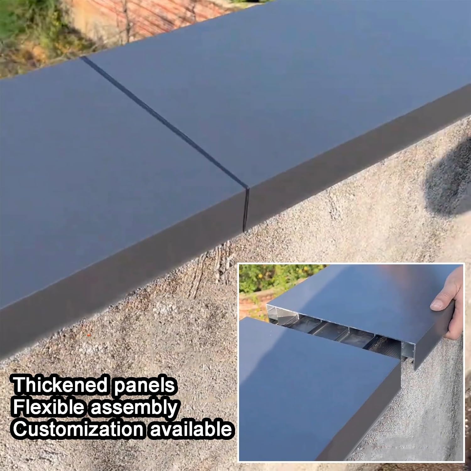 Outdoor Wall Drip Rail - Rainwater Diverter Channel with Light Slot, Eave Protection Boundary Brink Strip (27x150cm/10.6x59.1in) for Effective Water Management