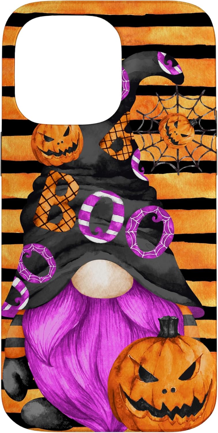 iPhone 14 Pro Max Halloween Gnome With Purple Beard Women Pumpkin Witchy Boo Case