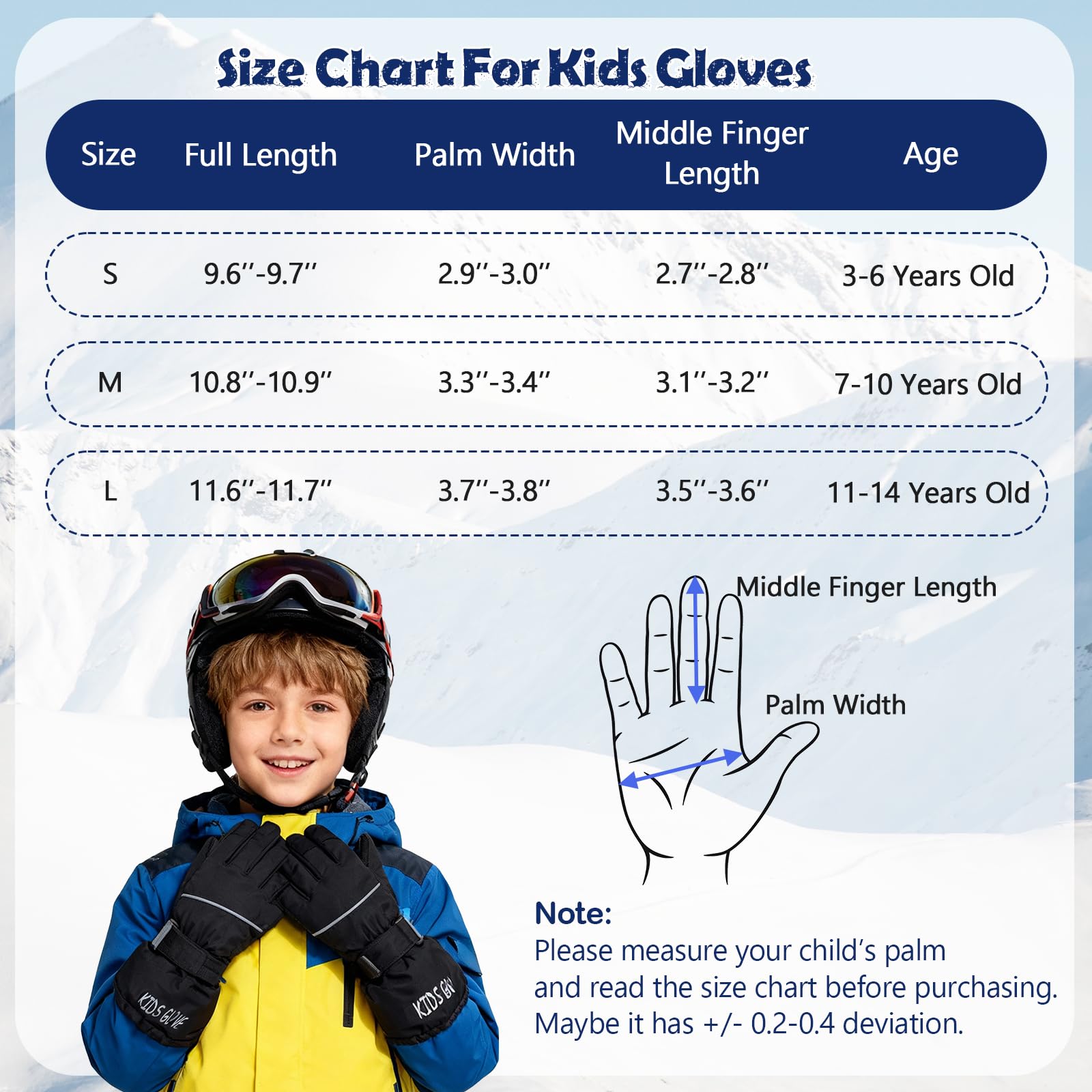 Guanti da sci invernali per bambini, impermeabili, per bambini, ragazze, guanti caldi, guanti da neve per bambini, rosso rosa, piccoli (4-6 anni)