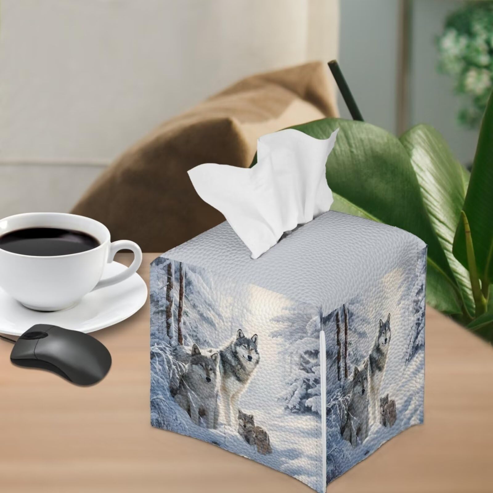 Amazon.com: ZOUTAIRONG Wolf Tissue Cover Leather Square Tissue Box