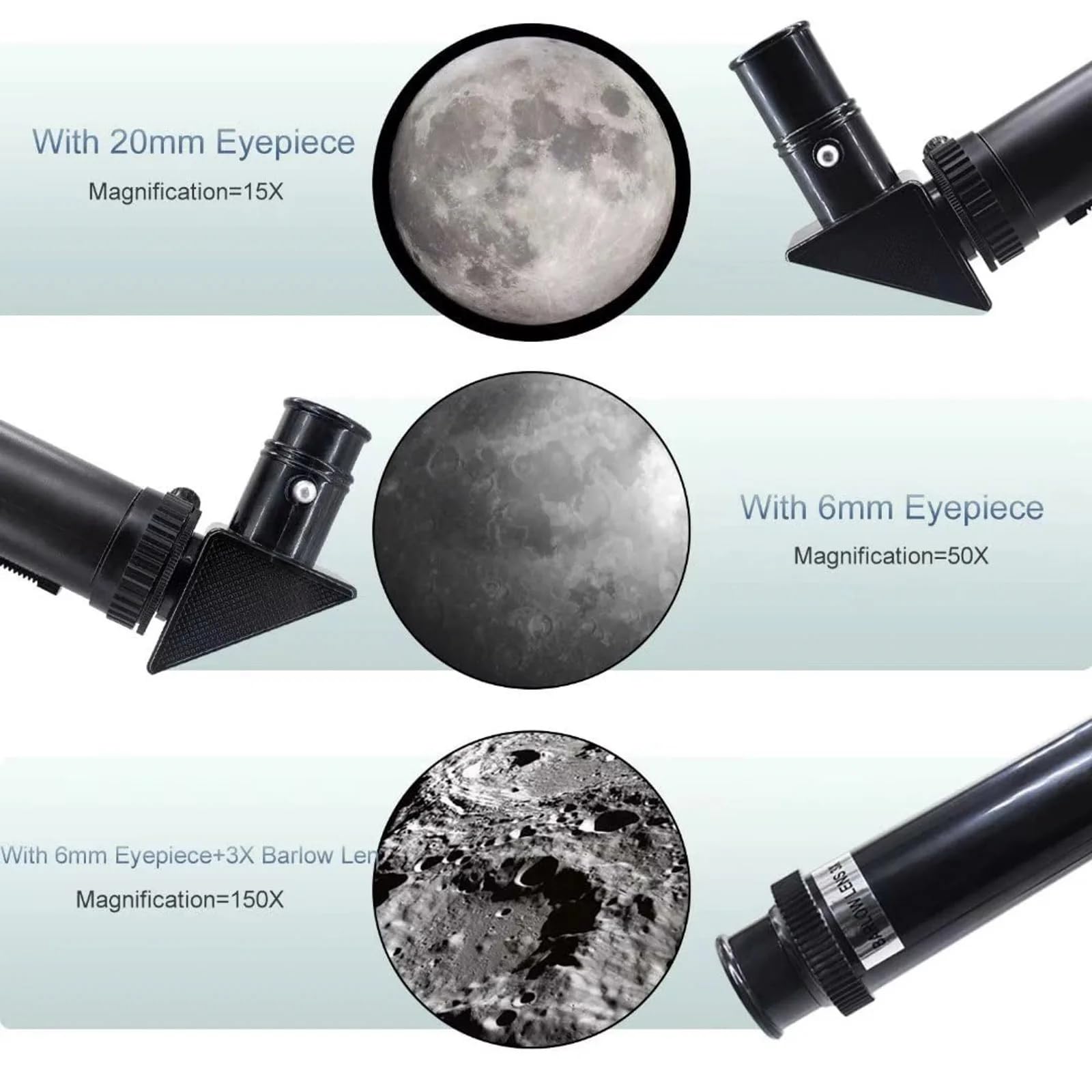 Télescope astronomique professionnel F30070 Monoculaire zoom 150 fois HD vision nocturne vue lune étoile observation des étoiles, blanc