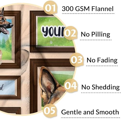 Miniatura 10 de Manta personalizada de pastor alemán para bebé, 40 x 50 pulgadas, manta suave, mullida y acogedora, bonita manta naranja para sofá, sala de estar y