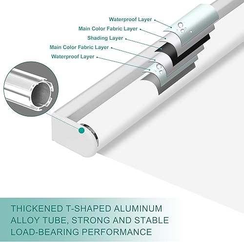 Miniatura 6 de Sulugood Persianas opacas sin cordones para ventana, cortadas a medida, de fácil instalación, protección UV, ahorro de energía, para dormitorio,