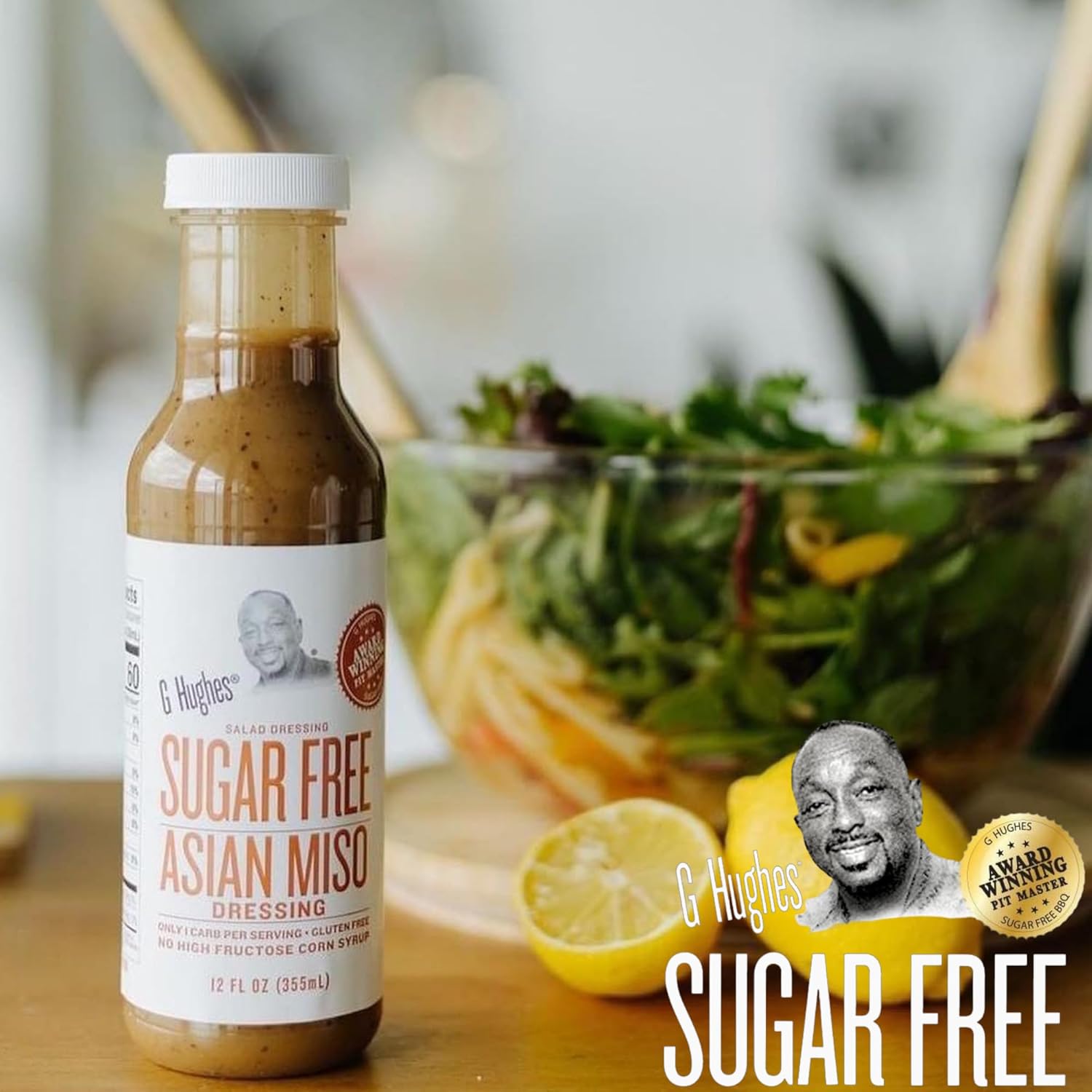 G Hughes Sugar Free Asian Miso Dressing - Asian Salad Dressings, Asian Dressings, Gluten Free Salad Dressings, Miso Salad Dressing - 12 Oz. (3-Pack)