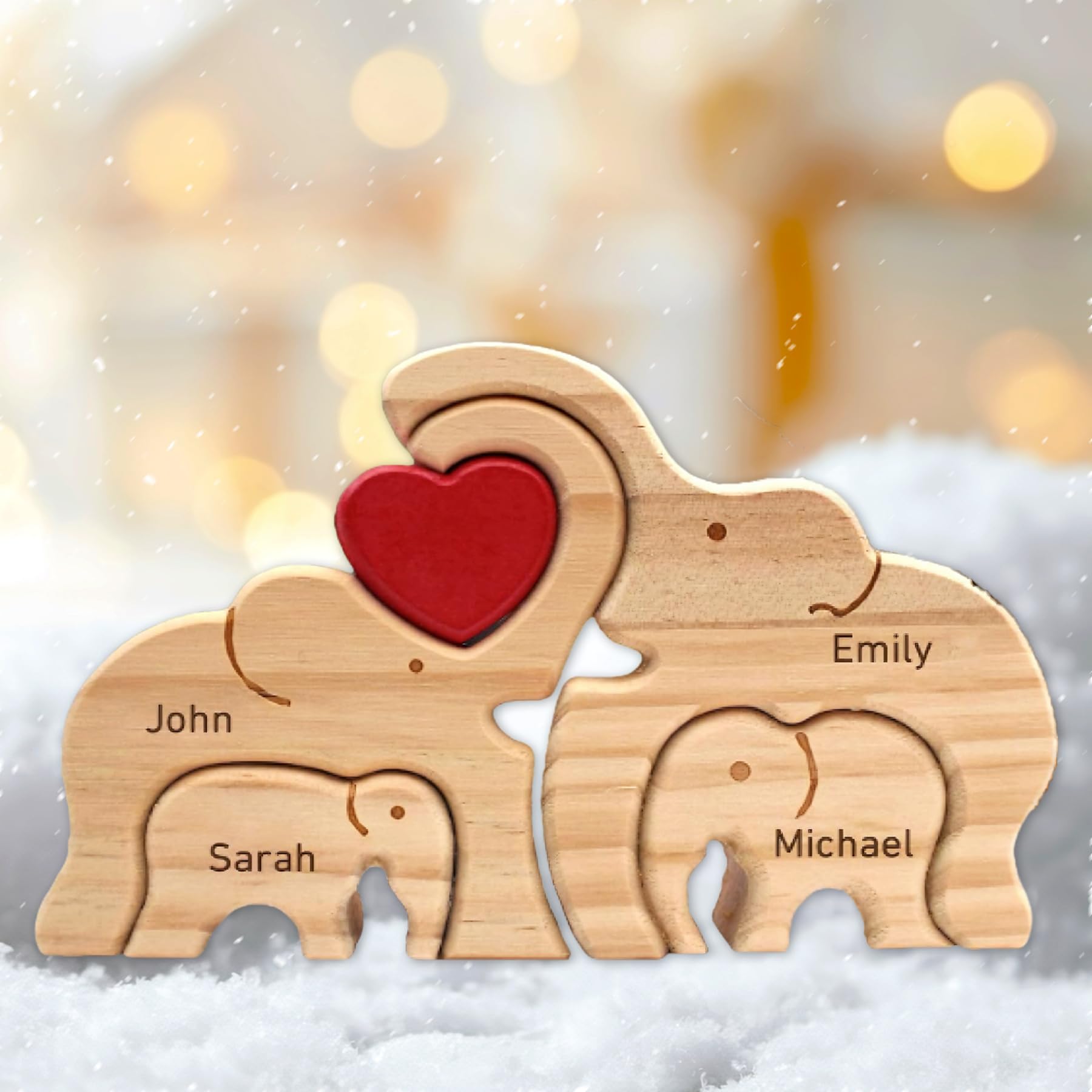 Personalized Wooden Bear Puzzle with 2-8 Family Name, Custom Name Wooden Bear Family Puzzle, for Mother's Day, Father's Day, Christmas, House Warming Gifts, Birthdays Anniversary (C)