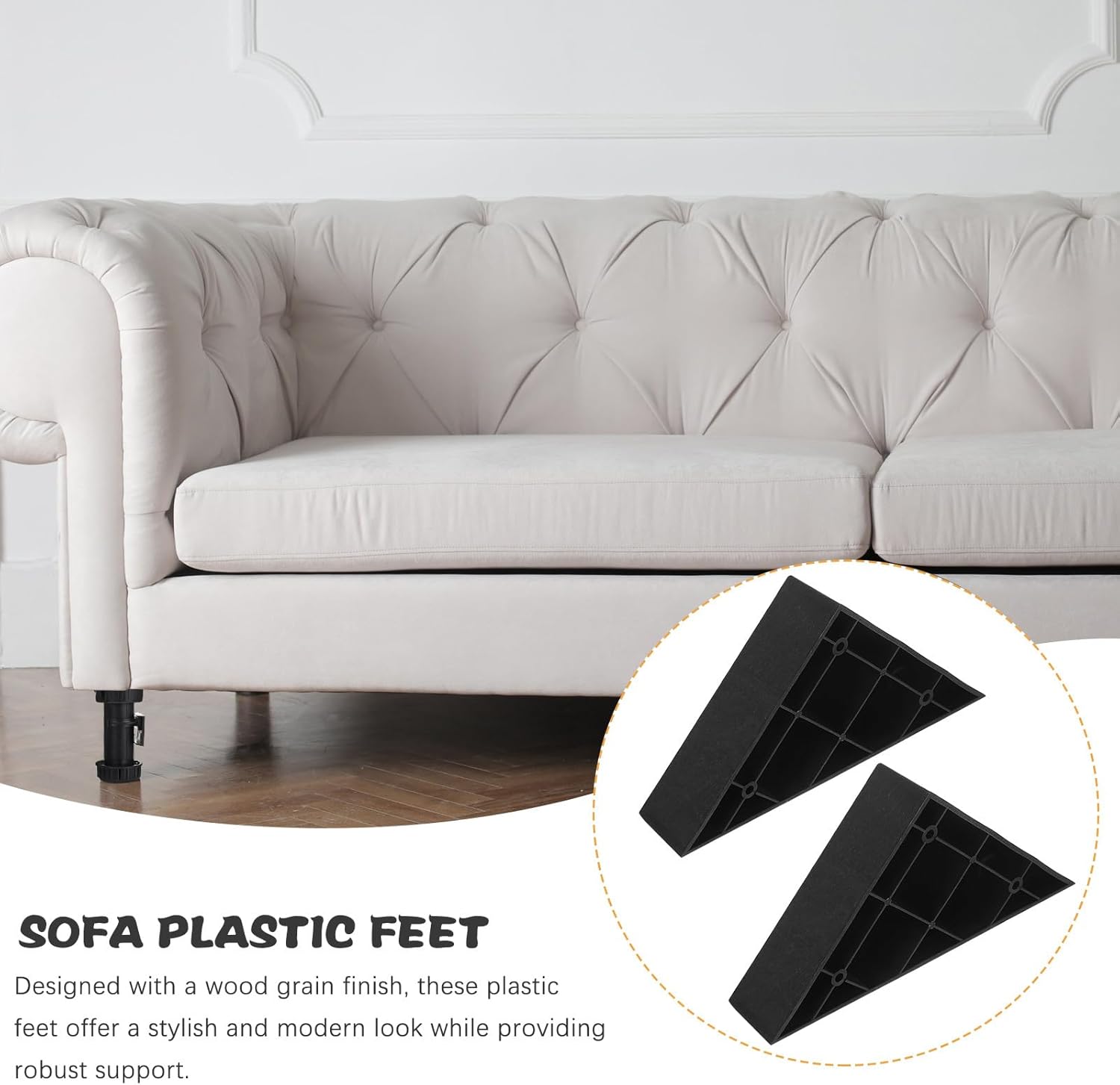 Cabilock 8pcs Plastic Triangle Furniture Legs with Screws, Replacement Sofa and Couch Legs, Leveling Chair and Table Riser Feet for Kitchen and Living Room