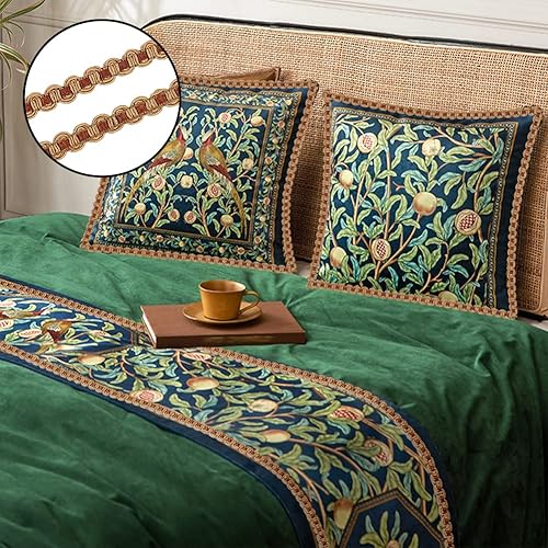 Miniatura 6 de PH PandaHall Cinta de poliéster con patrón de ondas de 13 yardas, 12 pulgada, tela tejida de poliéster dorado, encaje decorativo para cortina,