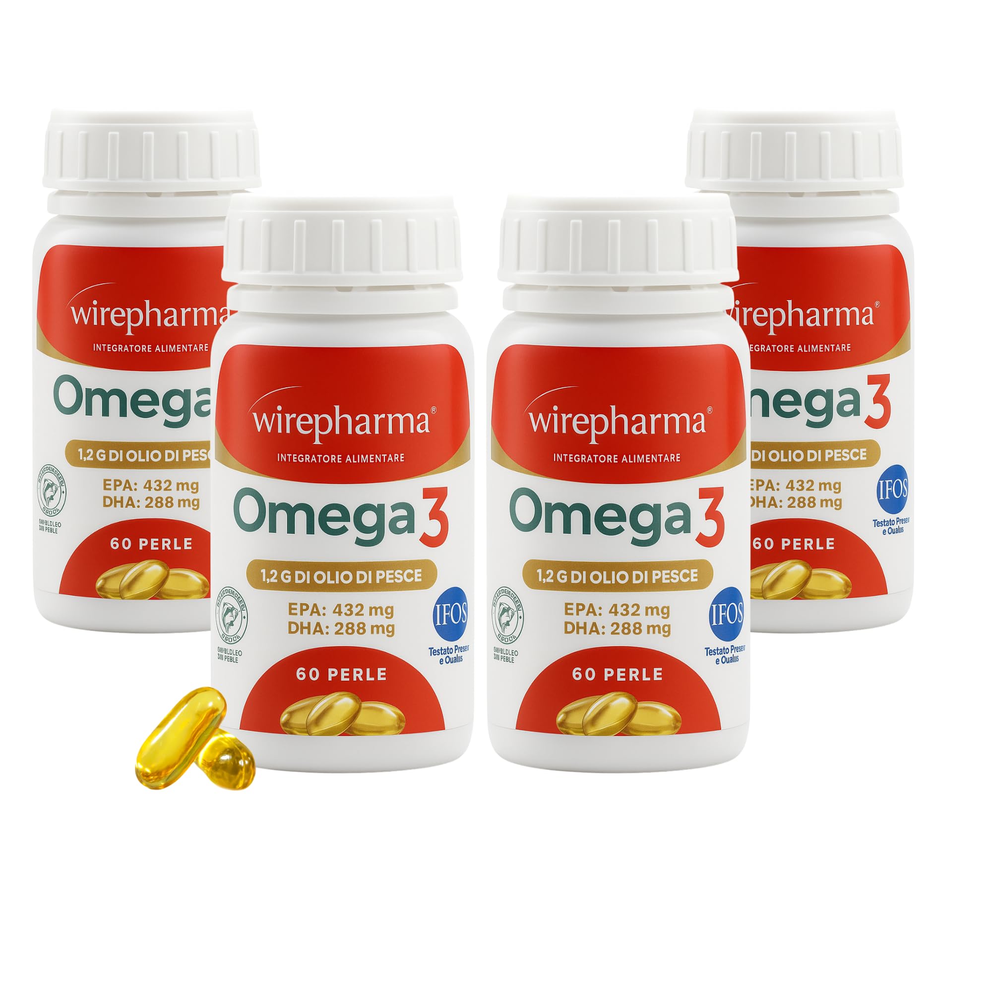 Omega 3 Integratore Alimentare - 432 mg EPA e 288 mg DHA per Perla da Olio di Pesce - Perle Senza Ritorno di Gusto - Supporto Cardiovascolare e Cerebrale (240)