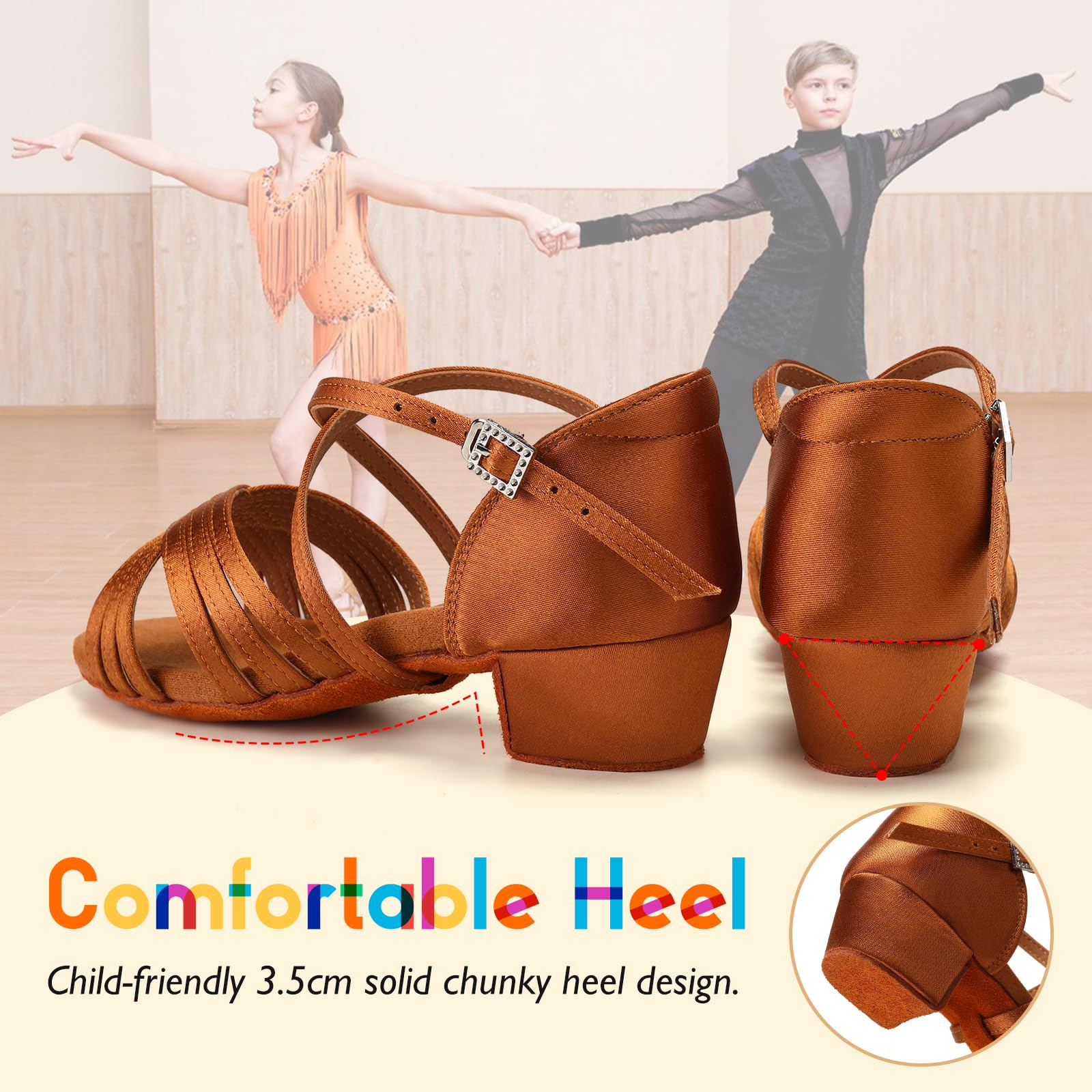 SWDZM Scarpe da Ballo Latino Americano Bambina&Donna Scarpe da Ballo Salsa Bambina con Tacco Basso