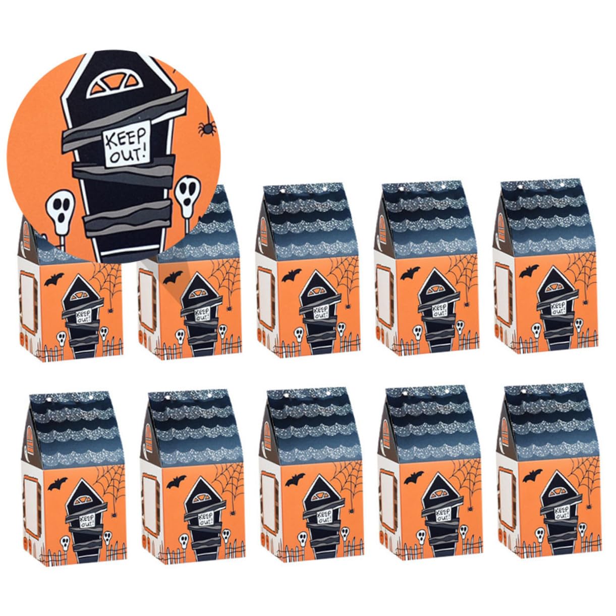 WEKAMOS 50 Piezas Caja de Regalo para Halloween Diseño Hueco con Forma de Casa Caja para Dulces y Cupcakes Resistente y Decorativa para Fiestas Temáticas