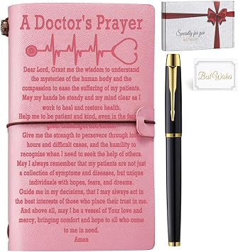 Filten Doctor Gifts for Women Men Thank You Gifts for Doctors Leather Journal Notebook Refillable Travel Journal Diary Sketch Book Writing Journals with Pen