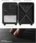 LUGGEX Carry On Luggage for Airplanes, Expandable Polycarbonate Hard Shell Suitcase with Spinner Wheels, EX-Enhance, Reef Black, 20 Inch