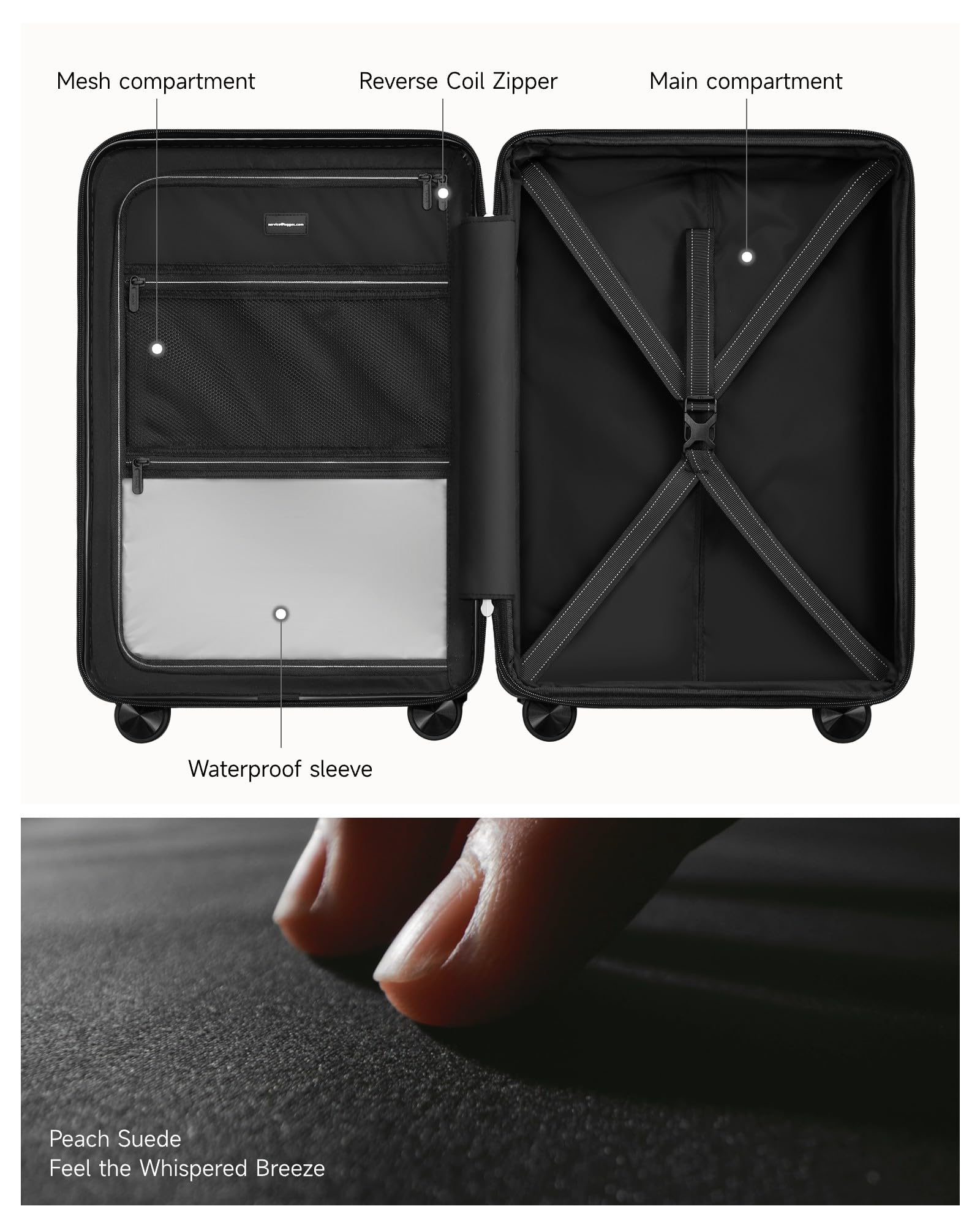 LUGGEX Carry On Luggage HUP3, Hardshell Suitcase with DiHook, Handy Pouch, 20 inch Expandable Suitcases Airline Approved TSA Lock, with Spinner Wheels (HX-Core)