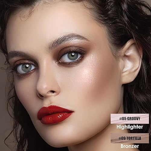 Vista 35 de FOCALLURE 2 barras de base de contorno, resaltador y bolígrafo bronceador, lápiz iluminador y sombra, maquillaje de larga duración, barra de recorte