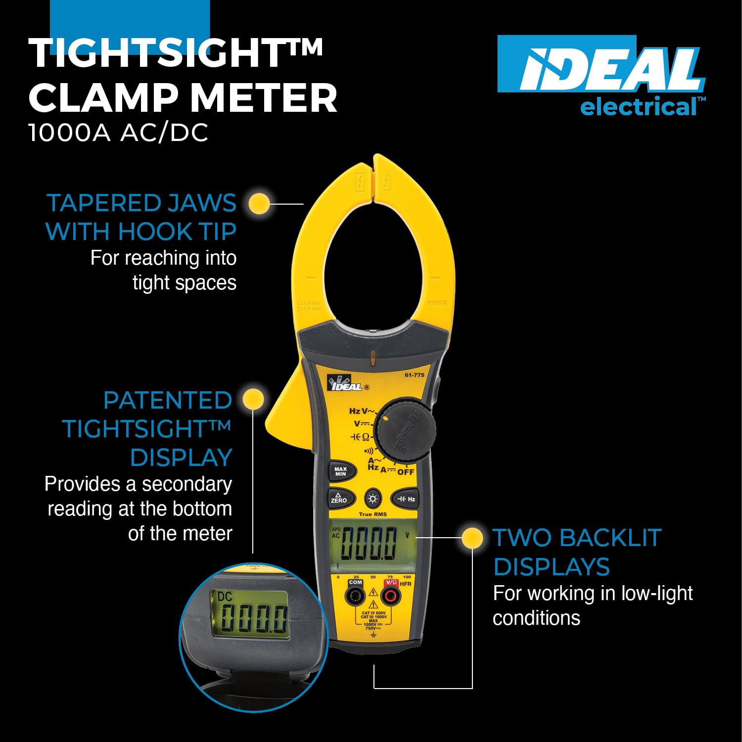 Ideal TightSight Clamp Meter - AC/DC Current Tester -2