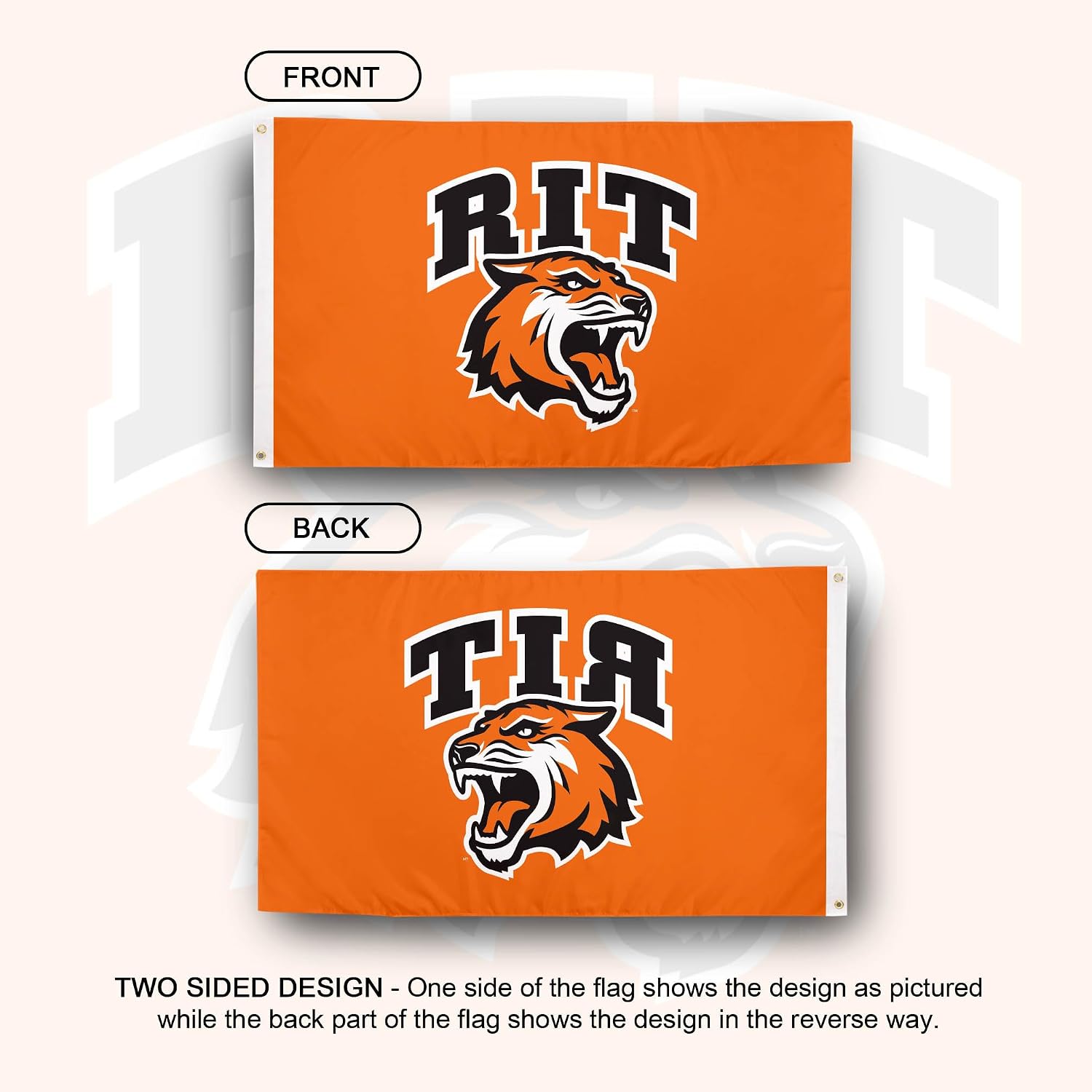 Desert Cactus Rochester Institute of Technology RIT Flag - 3 x 5 Feet Tigers Banner, Indoor/Outdoor Durable Fabric, 100% Polyester Design (Style 3)