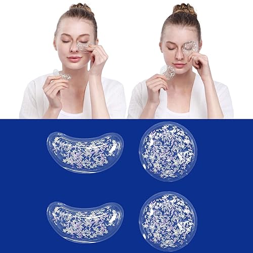 Miniatura 2 de ZNÖCUETÖD Paquete de hielo de gel almohadillas refrescantes reutilizables para los ojos y parches debajo de los ojos, paquete de tratamiento frío