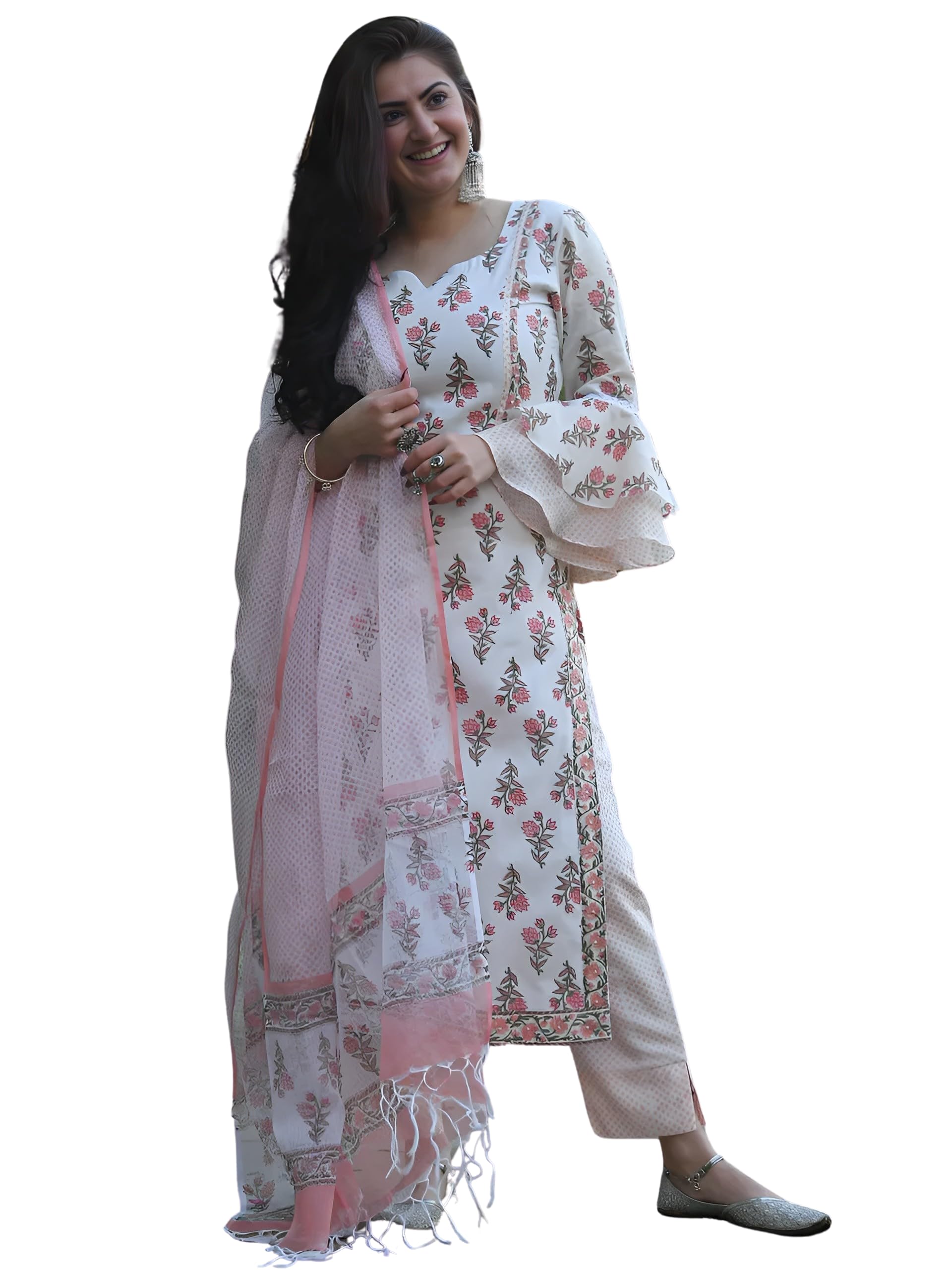FARIYARayon Printed Kurta with Pant & Dupatta Sets.