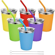 Yummy Sam 12 OZ Stainless Steel Kids Cups, Toddler Cups for Cold Hot Drinks, Unbreakable Water Drinking Tumblers Children Adult School Outdoor Home Use 6 Pack Multi-color