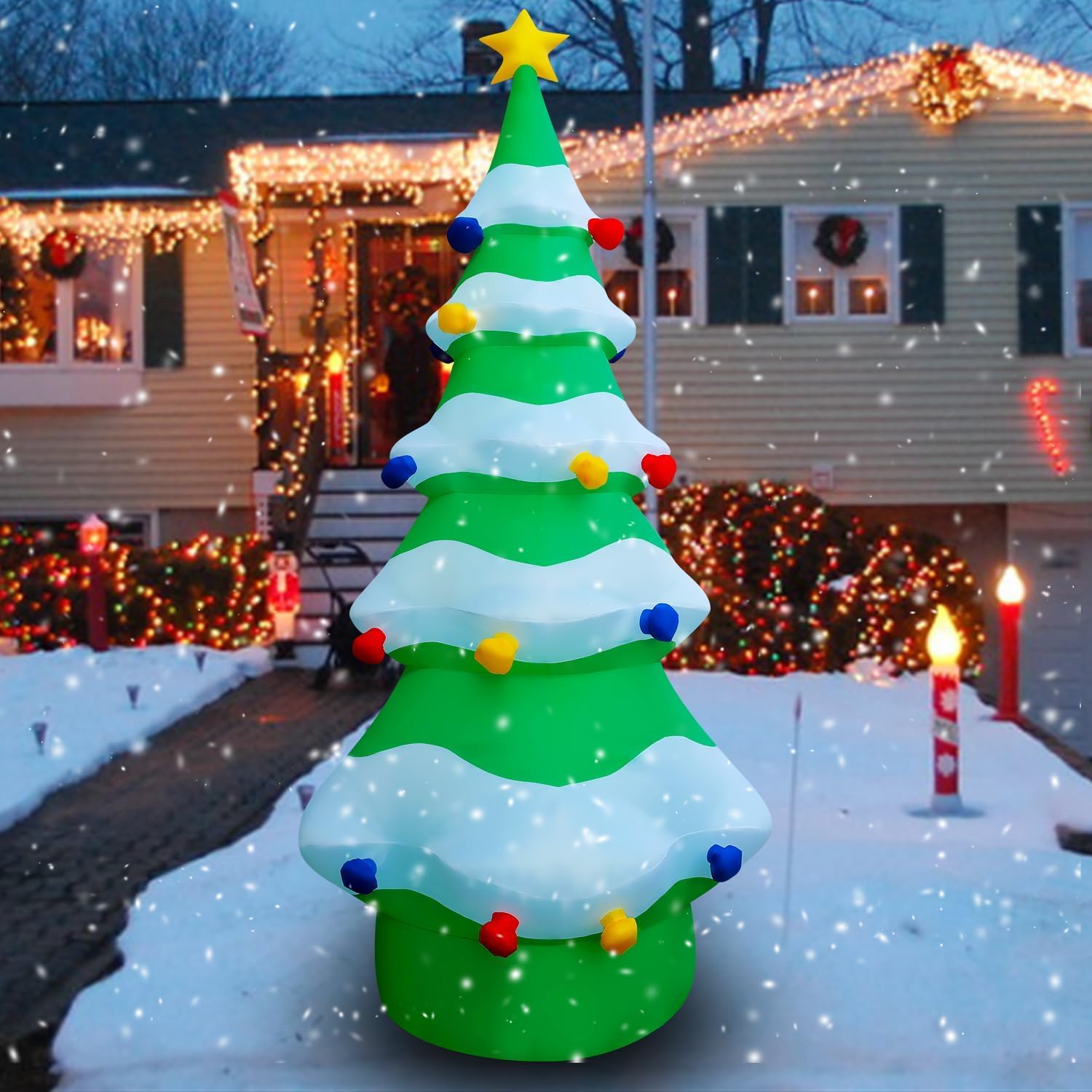 Sapin de Noël gonflable géant de 3,7m avec éclairage LED intégré pour décoration extérieure