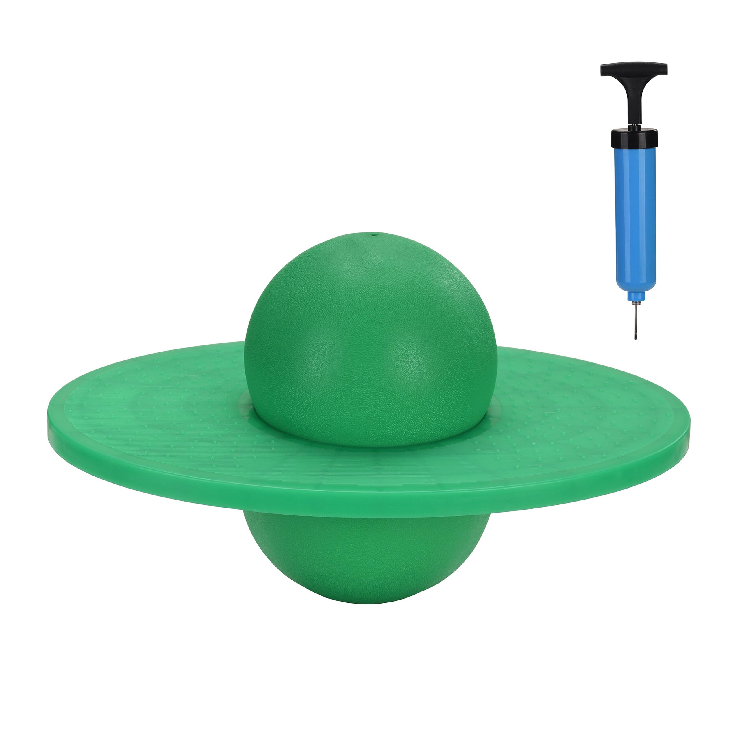Relaxdays Pogo Ball Kind Outdoor – Grüner Pogo Ball mit Platte, bis 100 kg, inkl. Ballpumpe
