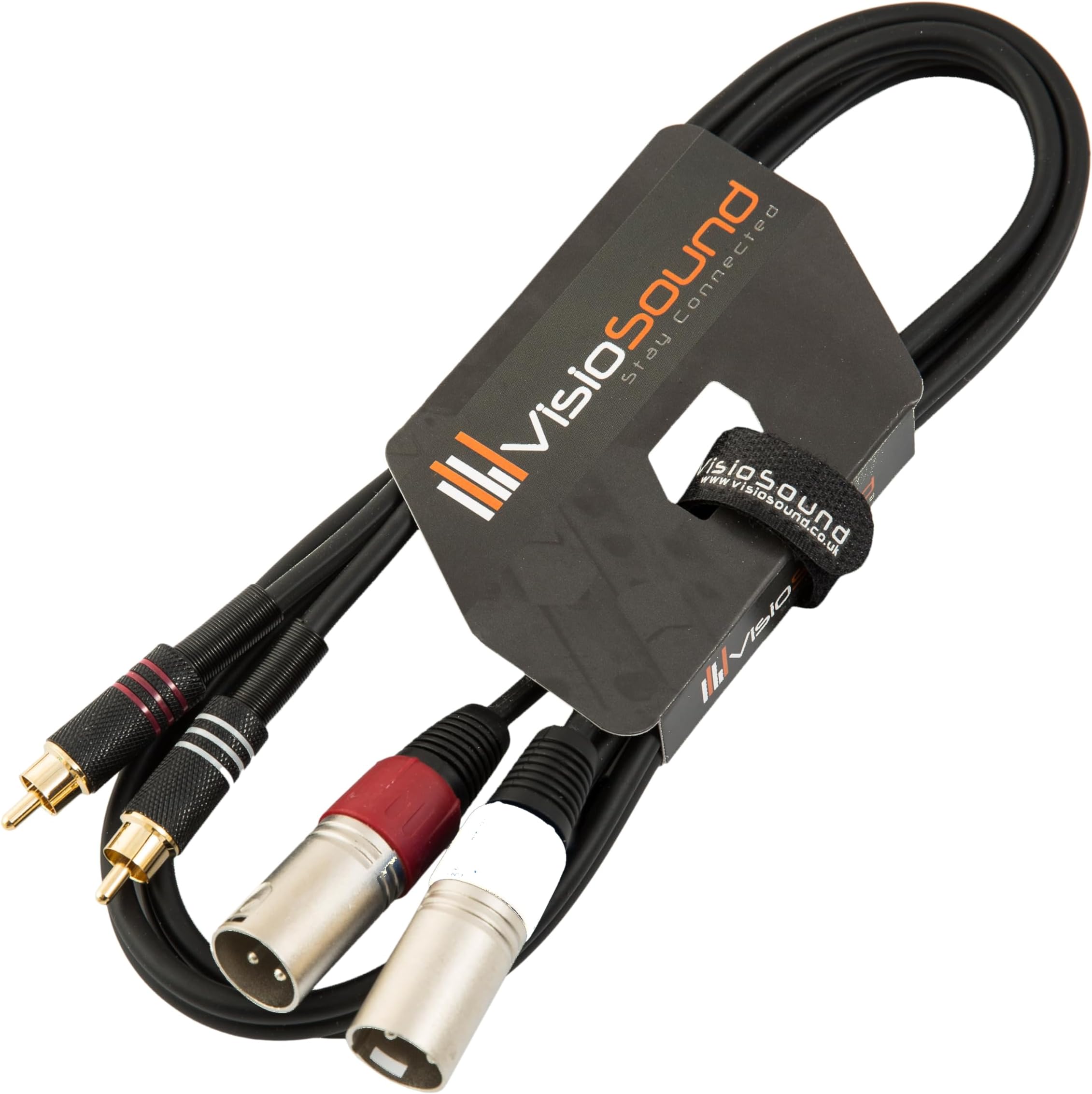 VisioSound 2 x Male XLR to 2 x RCA Gold Phono Plug Twin Lead/Audio Signal Patch Cable 1.5m