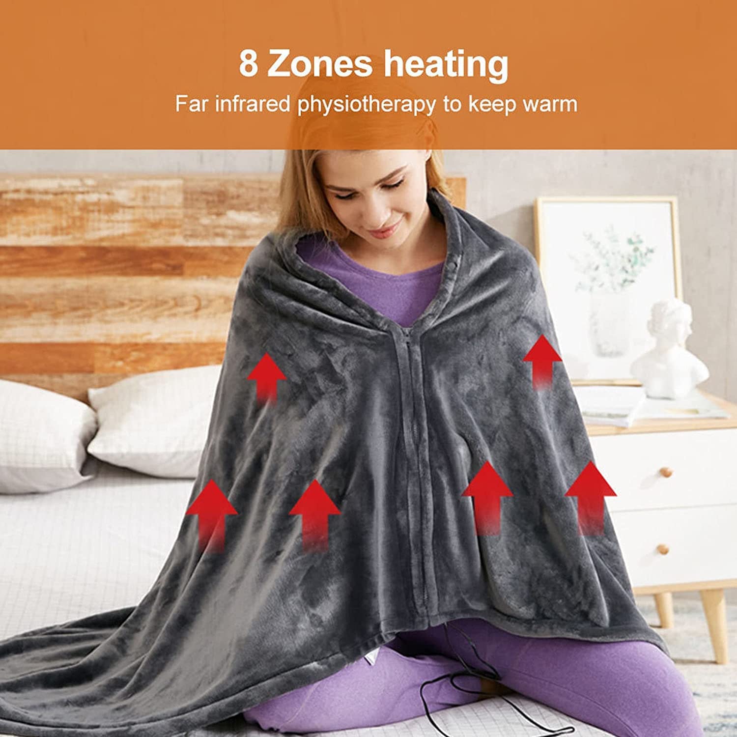 Coperta riscaldante elettrica con temperatura regolabile e design lavabile in lavatrice, per casa e ufficio comfort