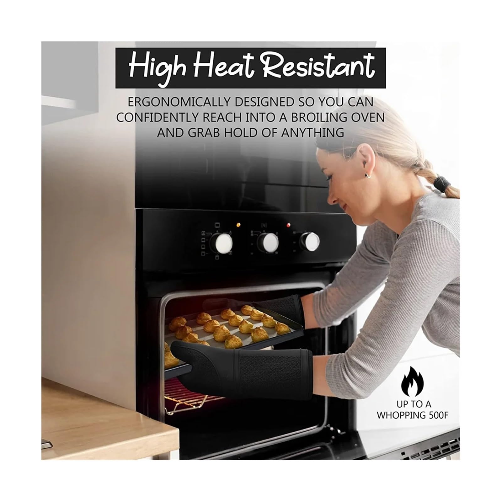 Guanti Da Forno Guanti da forno in silicone - in con fodera morbida resistente al calore Blu
