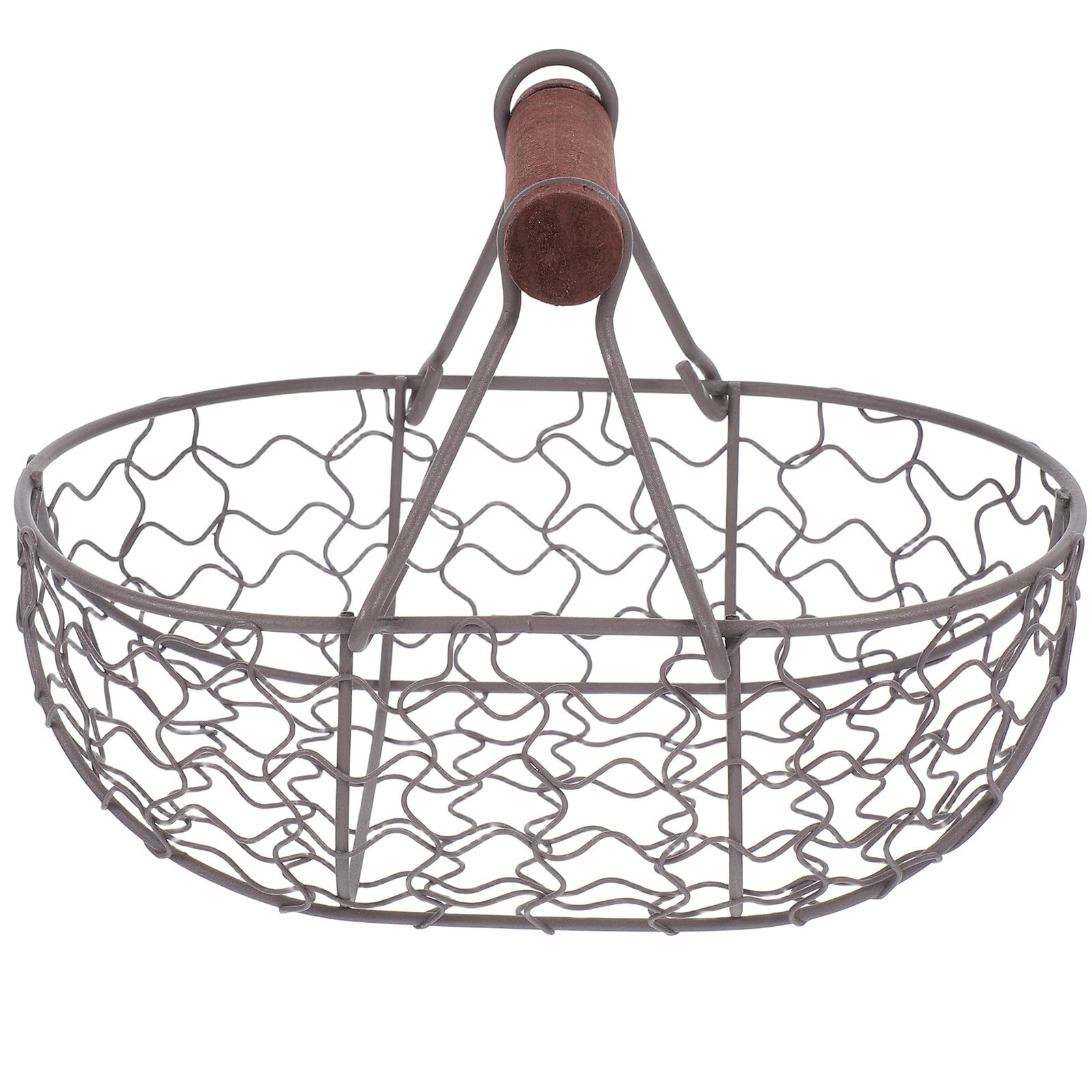 Cesta de alambre para huevos frescos, organizador de cocina retro y soporte de frutas gris