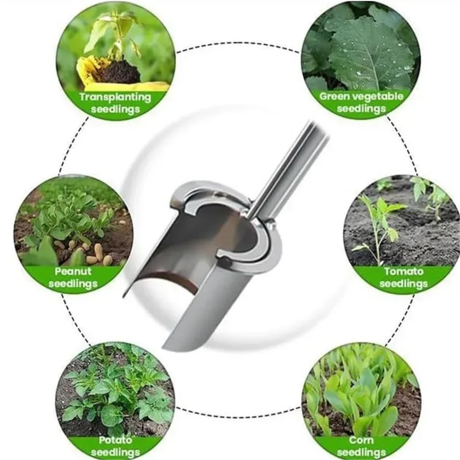 semoir Manuel Transplanteur de semis de Plantes et d'arbres fruitiers Transplanteur de Baril de Jardin en Acier Inoxydable Plantes Fleurs Fournitures de Jardin