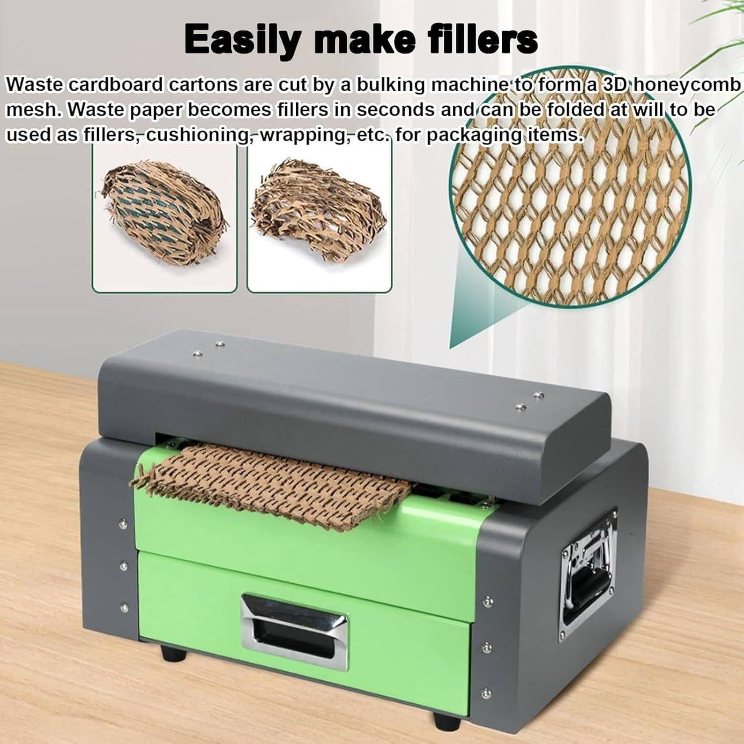 Waben Karton Zerkleinerer Recyclingmaschine 325/425mm Schnittbreite,300cm/min Spart Kosten,Erzeugt Umweltfreundliches Füllmaterial Für Haushalt,Büro & Kleinstunternehmen CutWidth325mm/12.8in