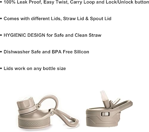 Miniatura 3 de POLAR FLASK Botella de agua deportiva de acero inoxidable, 3 tapas de alta calidad, mantiene los líquidos fríos o calientes, a prueba de fugas y a