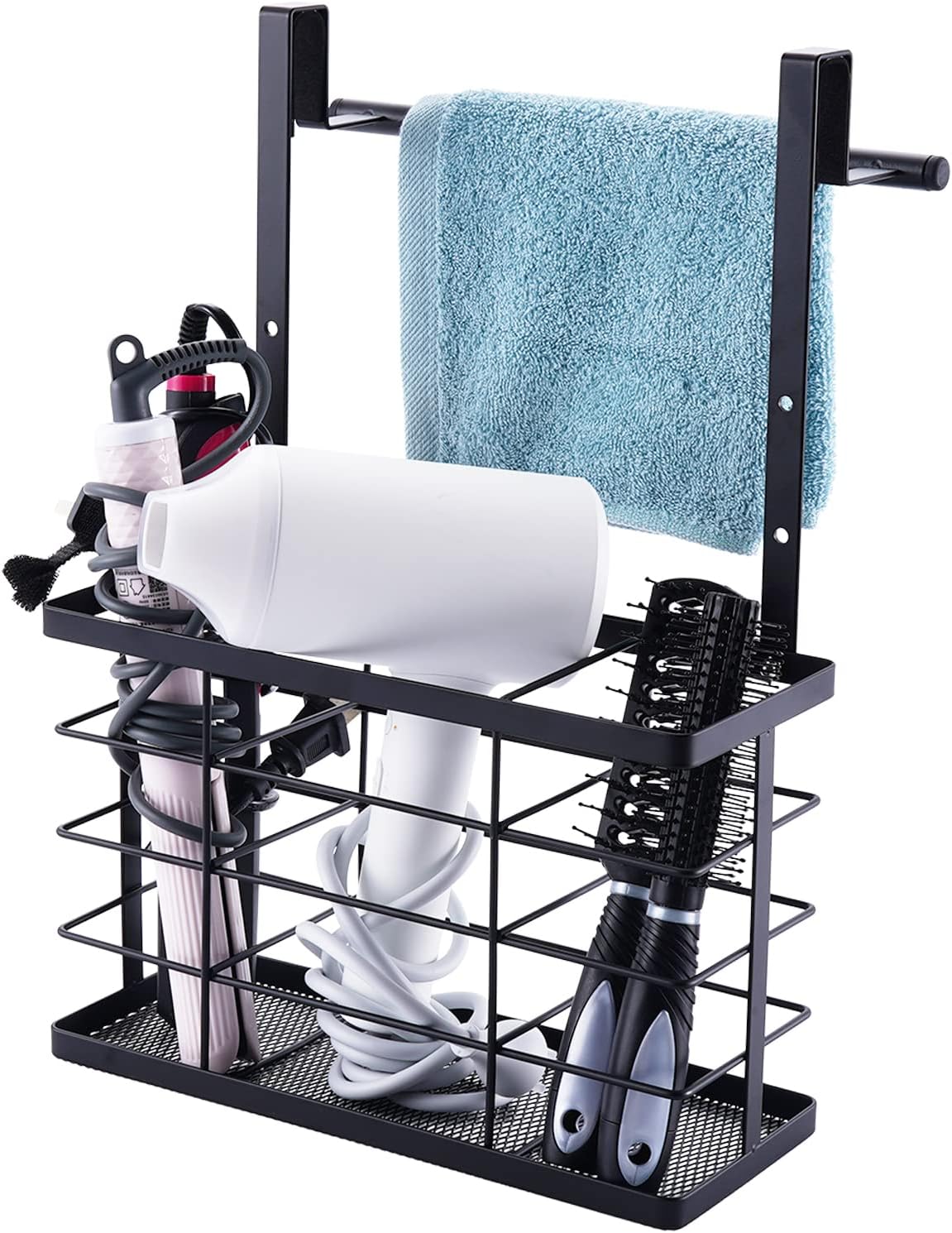 KES Hair Dryer Holder with Towel Bar Over Door Hair