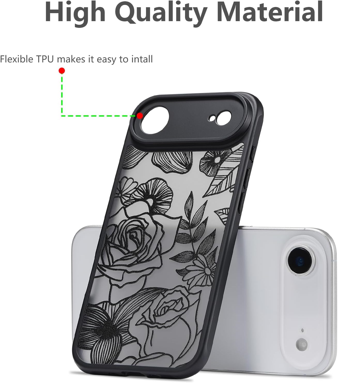 XIZYO for iPhone Air Case, Floral Rose Cute Phone Case for Women Girls Aesthetic Pattern Print Slim TPU Bumper Shockproof Protective Cover for iPhone Air 6.5 Inch, Black - Image 7