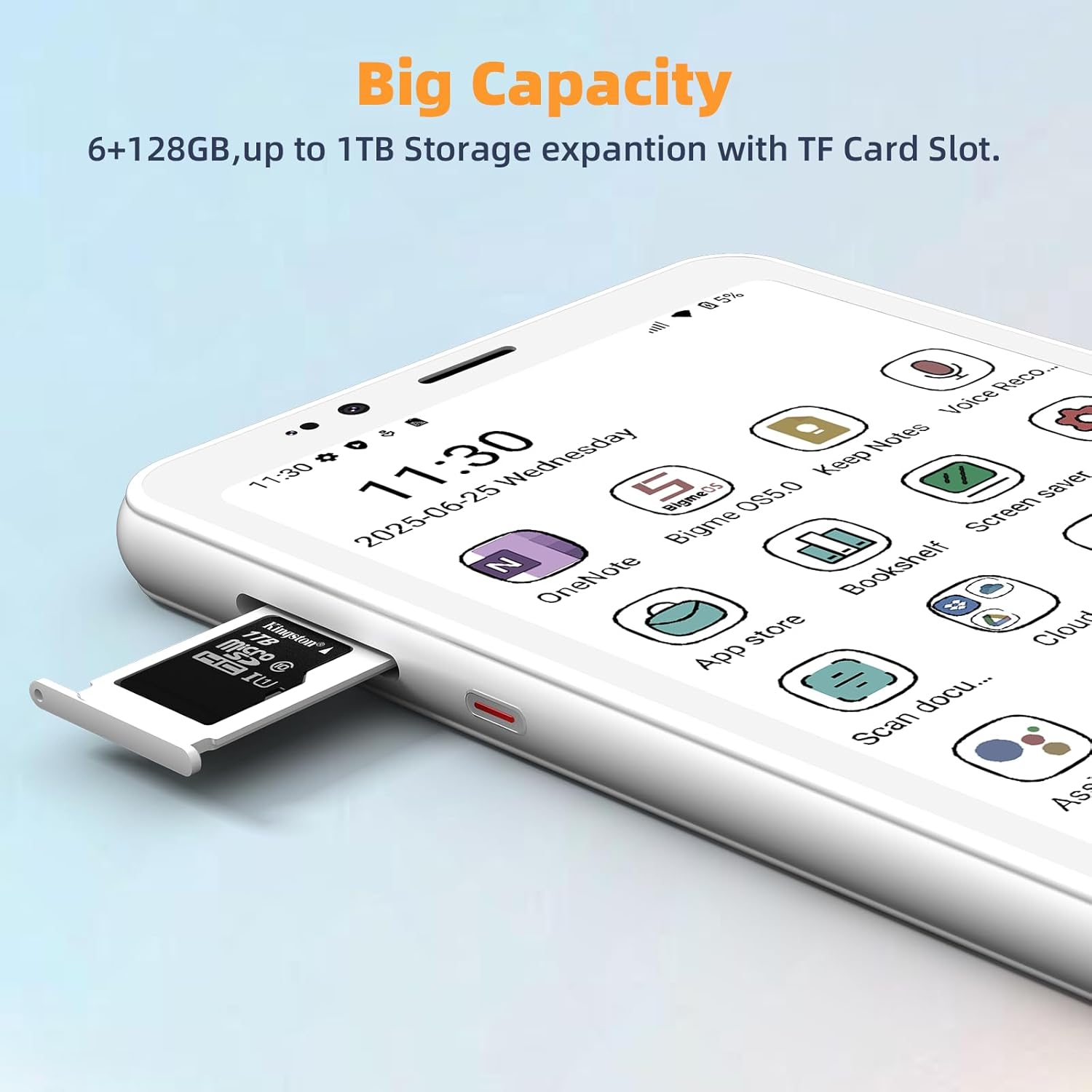 Bigme HiBreakS Color Epaper Smart Phone,3300mAh Battery, 8-Core Processor, 6GB+128GB, 5.84 Inch Mobile Phone, Dual Camera, White