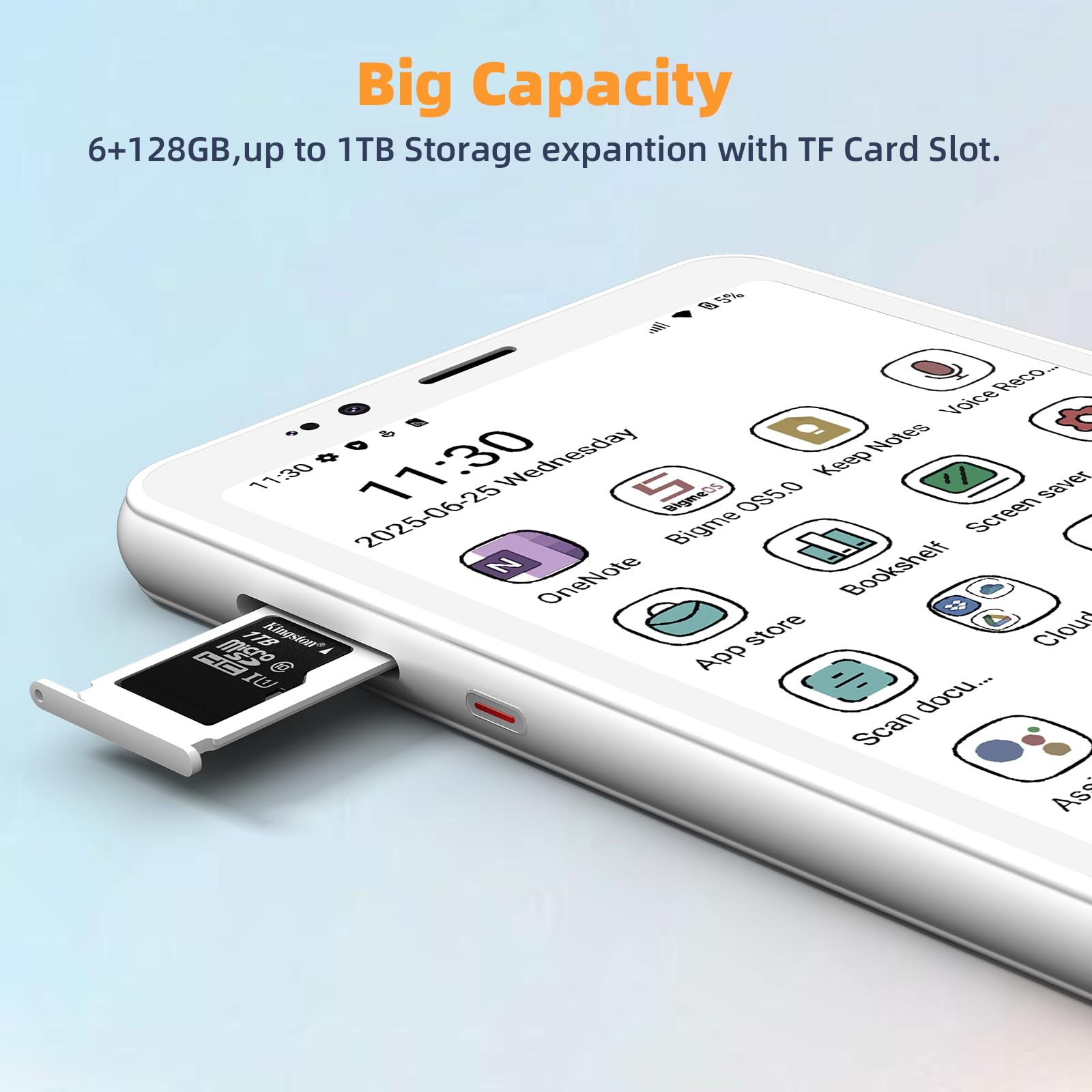 Bigme HiBreakS Color Epaper smartfon, bateria 3300 mAh, procesor 8-rdzeniowy, 6 GB + 128 GB, telefon komórkowy 5,84 cala, podwójny aparat, biały